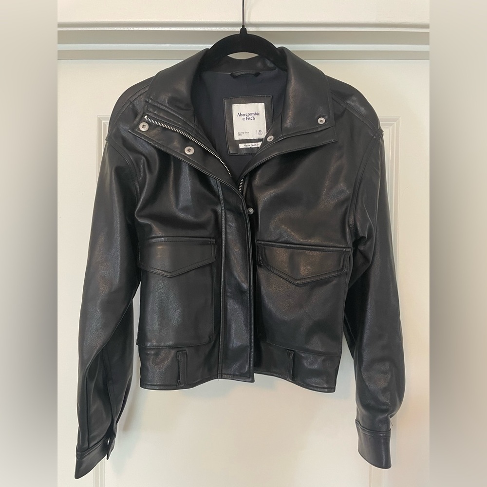 Abercrombie & Fitch Women’s Vegan Leather Jacket-Black (Size XS)